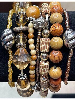 Bohemian Multicolor Mixed Beaded Stretch Bracelet Set